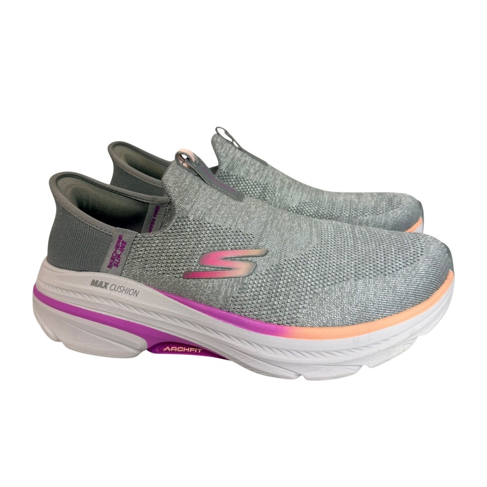 Skechers Slip-ins Max Cushioning Arch Fit Women 9.5 Gray Pink Sneakers